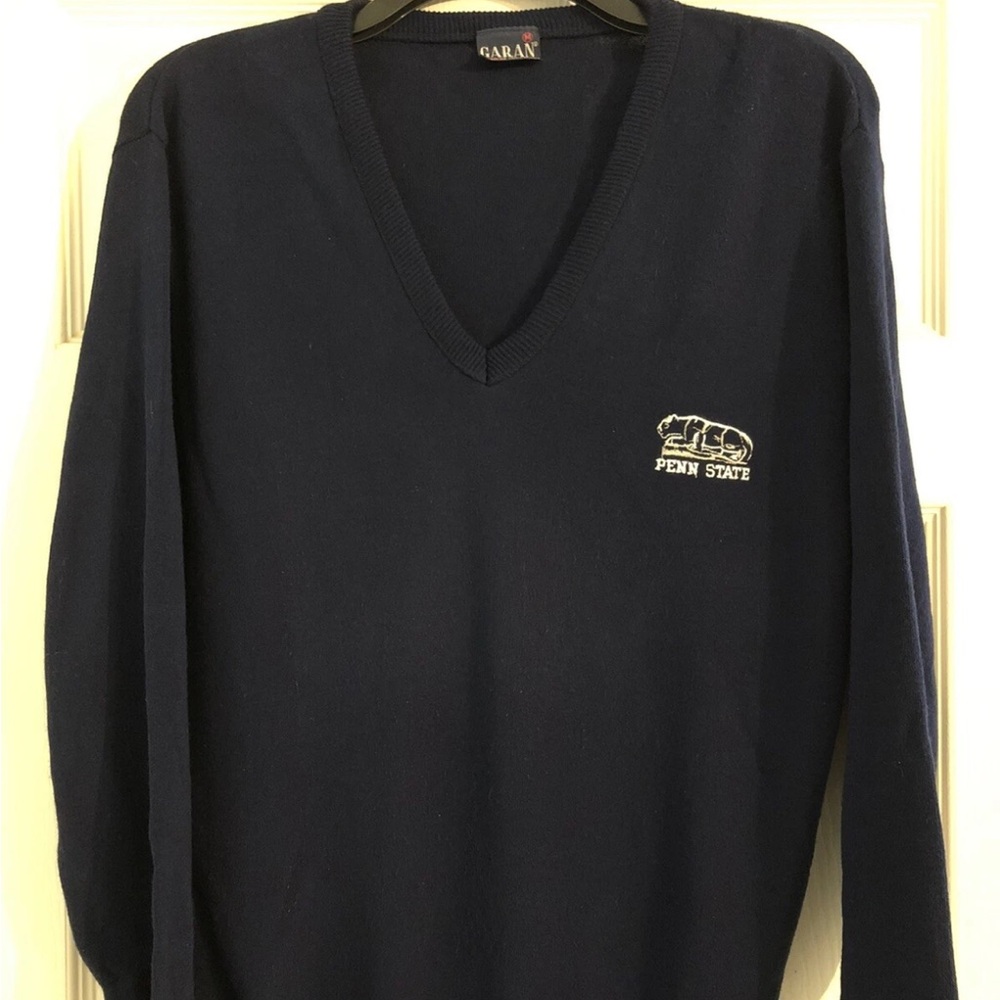 VINTAGE Garan PENN STATE Nittany Lions Sweater Size Medium V-Neck Blue USA MADE